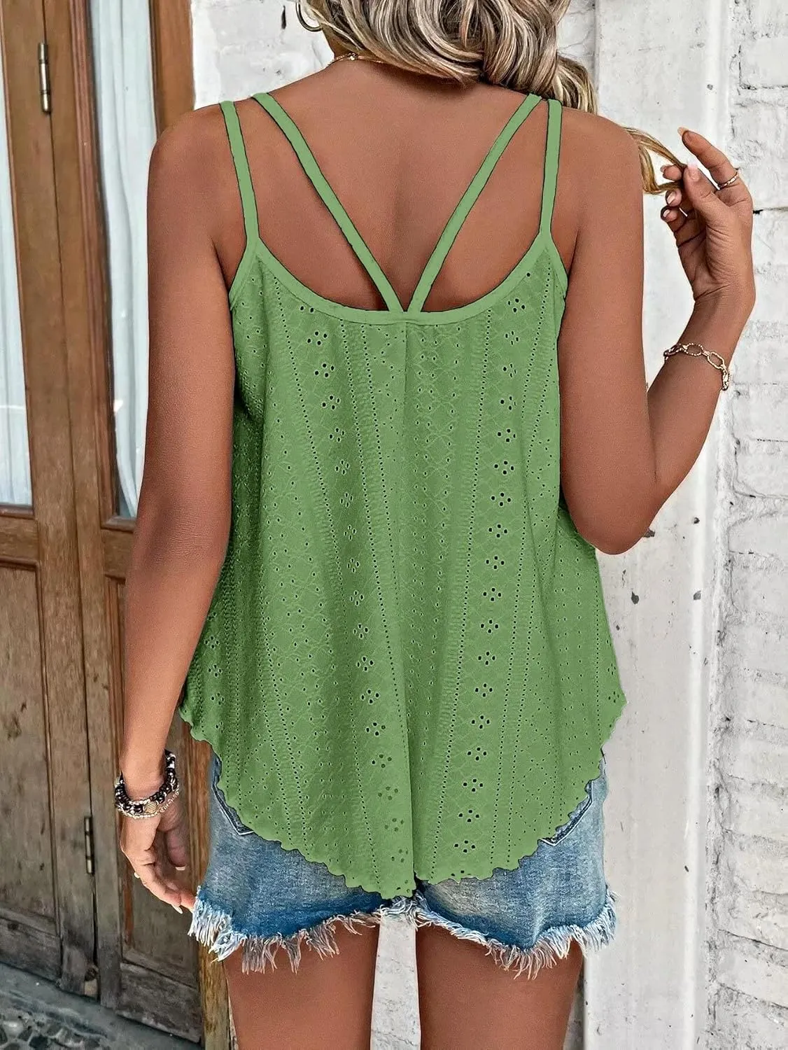 ATHMILE Women's Tank Tops Sleeveless Summer Top Spaghetti Strap Spring Shirt Loose Fit Beach Vacation 2025 Casual