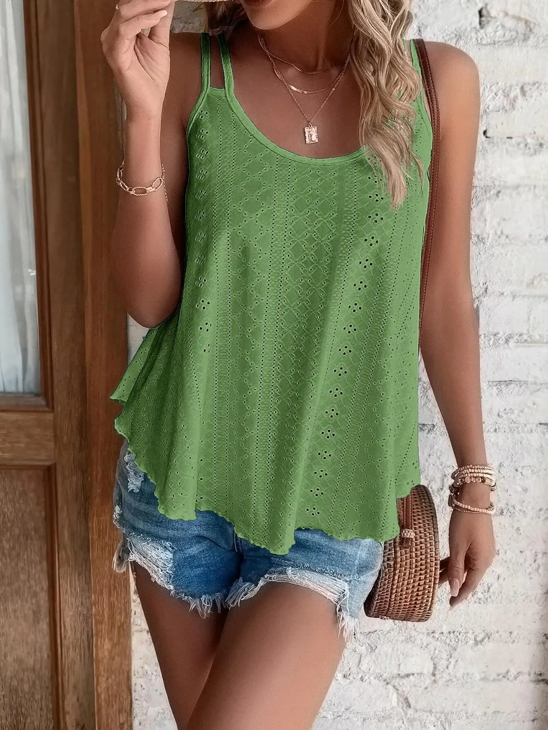 ATHMILE Women's Tank Tops Sleeveless Summer Top Spaghetti Strap Spring Shirt Loose Fit Beach Vacation 2025 Casual