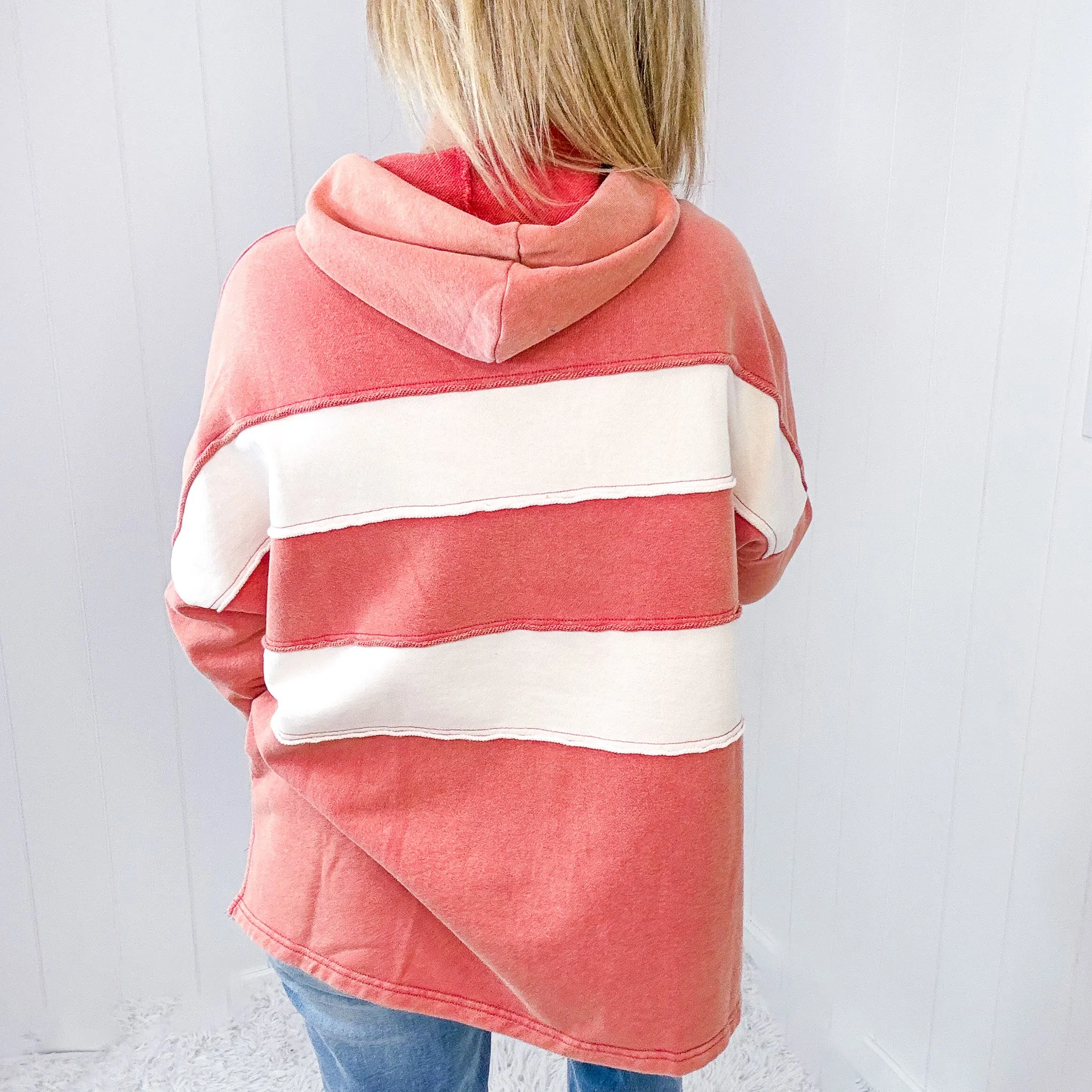 Autumn Spice Terry Knit Color Block Long Sleeve Hoodie *Final Sale*
