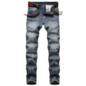 BACKWOODS | Men's Fashion Distressed Zip Decor Slim Jeans