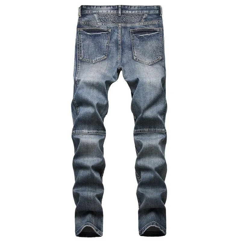 BACKWOODS | Men's Fashion Distressed Zip Decor Slim Jeans