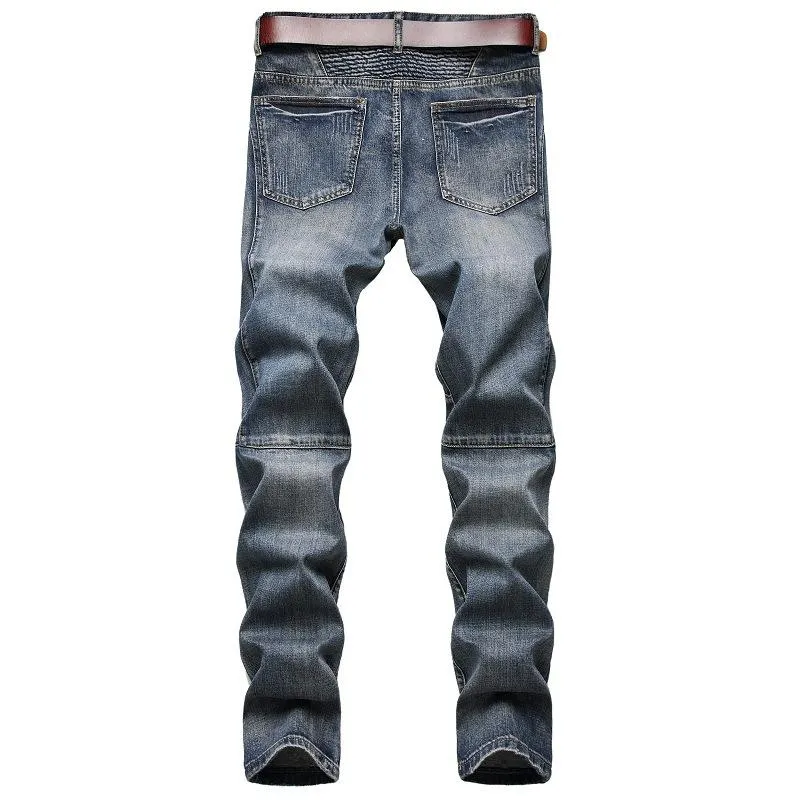 BACKWOODS | Men's Fashion Distressed Zip Decor Slim Jeans