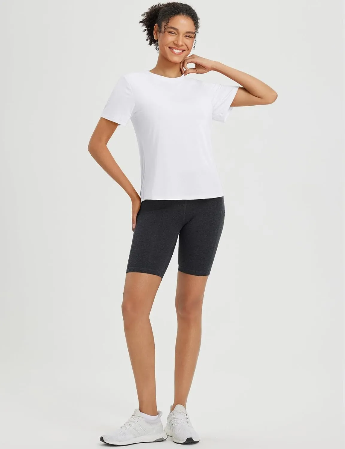 baleaf Womens Workout Tops Short Sleeve Loose Fit Yoga Athletic Shirts Lightweight Moisture Wicking Running Top