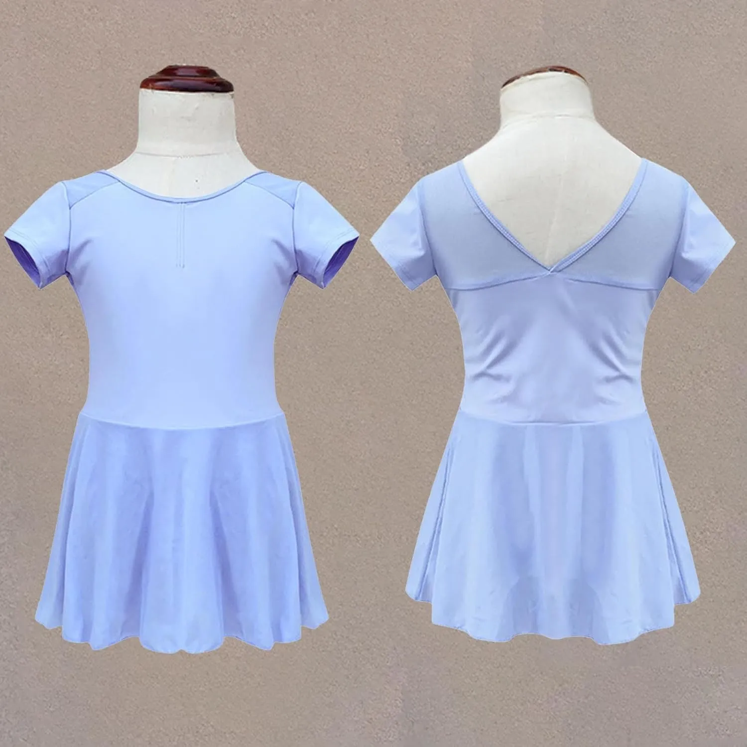 Ballet Dancewear for Girls Short Sleeve V Neck Back Mini Dress A-Line Swing Dresses 2025 Trendy Fashion Outfits