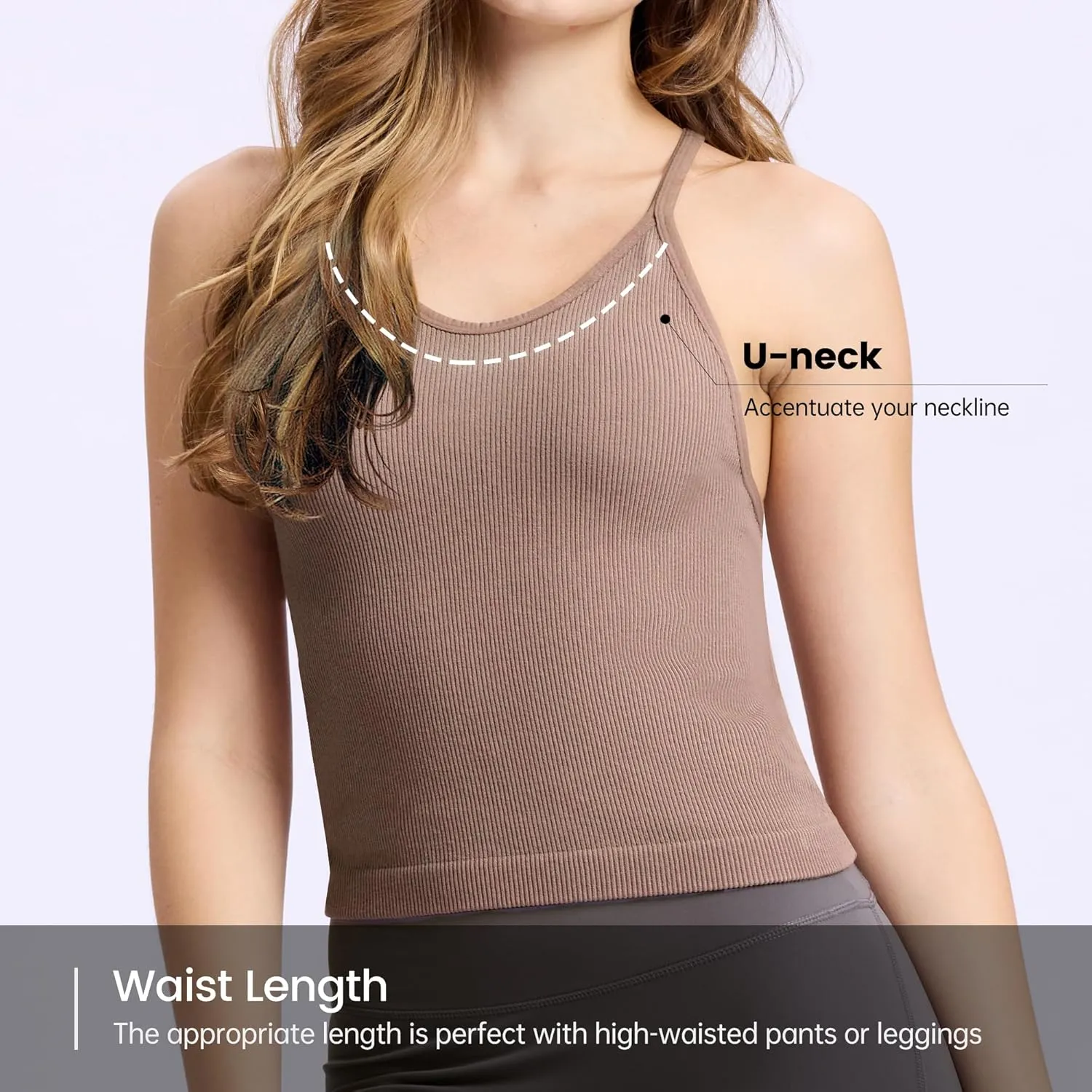 BAMBOO COOL Women's Seamless Tank Top Moisture-Wicking Workout Ribbed Camisoles U-Neck Camis 3-Pack