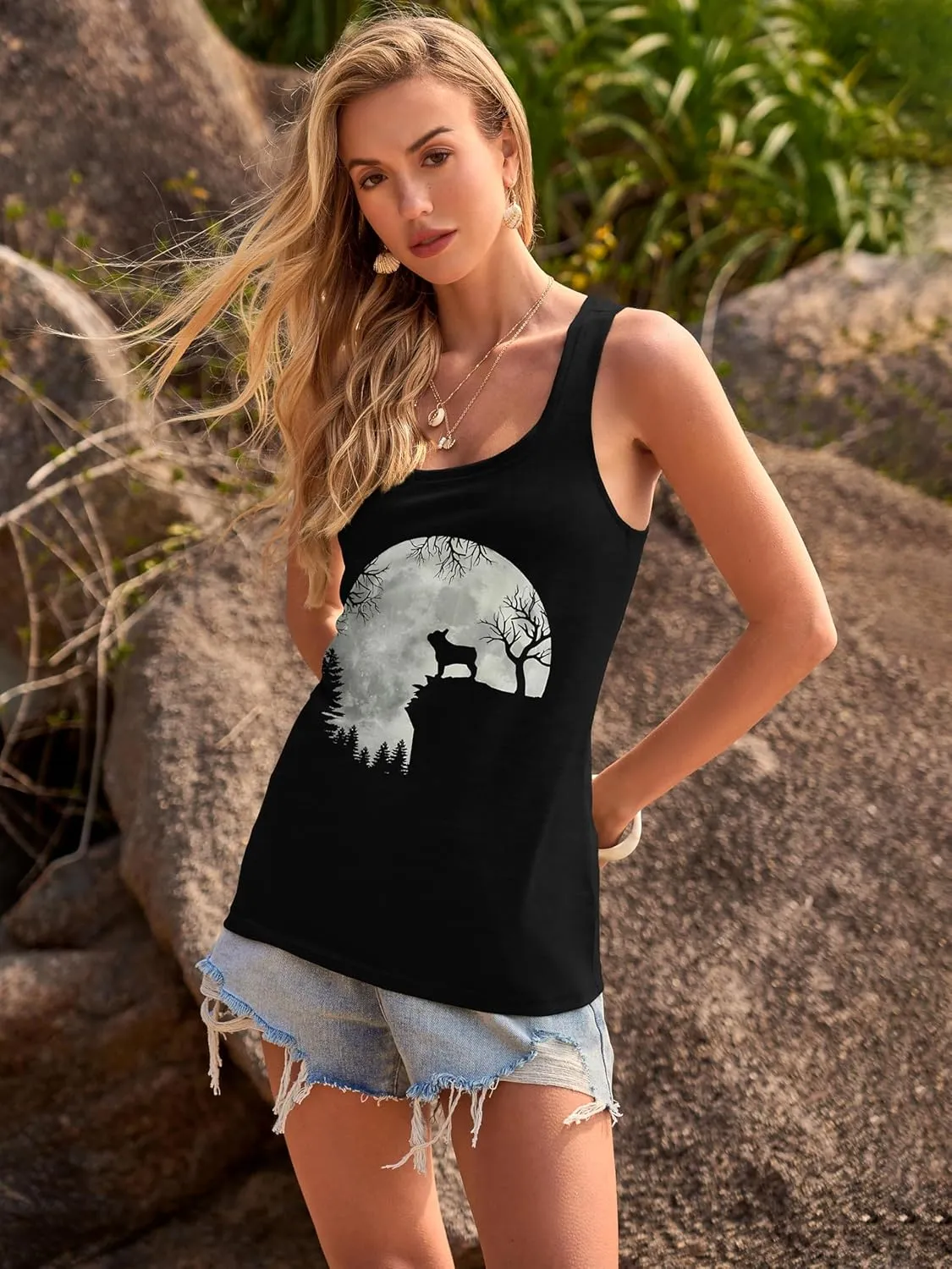 Beach Vacation Clothes for Women Sleeveless Graphic Tees Tank Tops 2025 Summer Casual Loose Fit Shirts Camisole