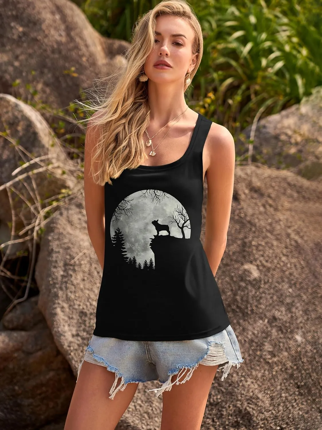 Beach Vacation Clothes for Women Sleeveless Graphic Tees Tank Tops 2025 Summer Casual Loose Fit Shirts Camisole