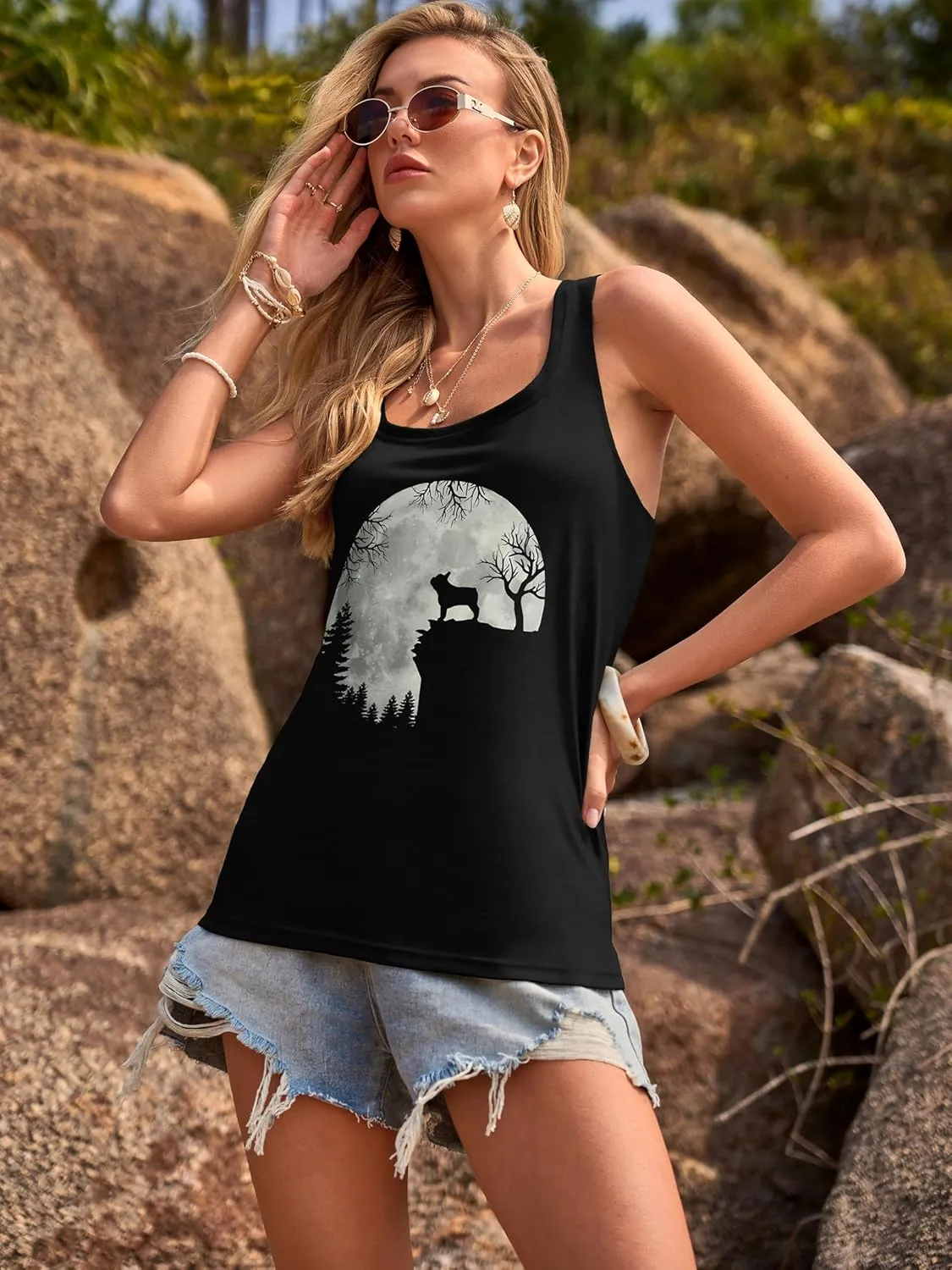 Beach Vacation Clothes for Women Sleeveless Graphic Tees Tank Tops 2025 Summer Casual Loose Fit Shirts Camisole