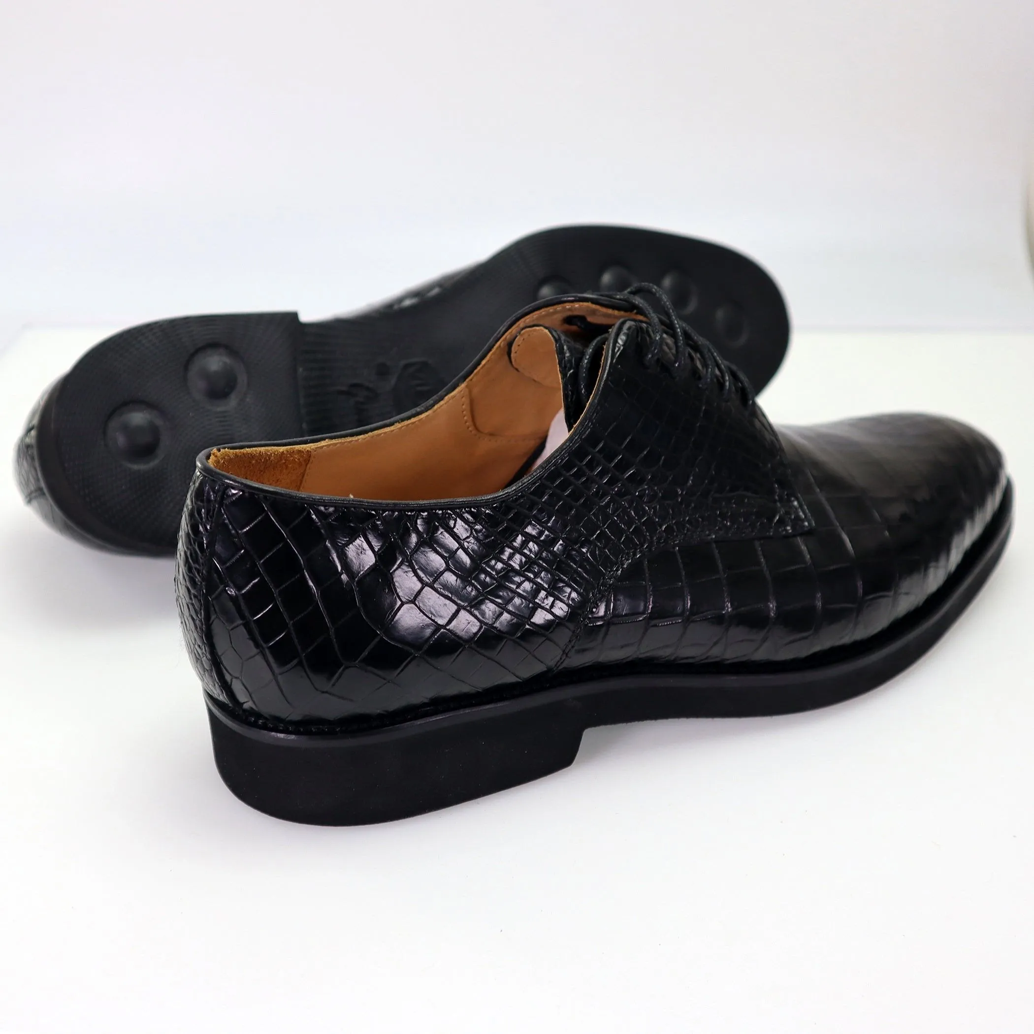 Belly Genuine Alligator Shoes Alligator Derby Perforated Lace-Up Dress Shoes