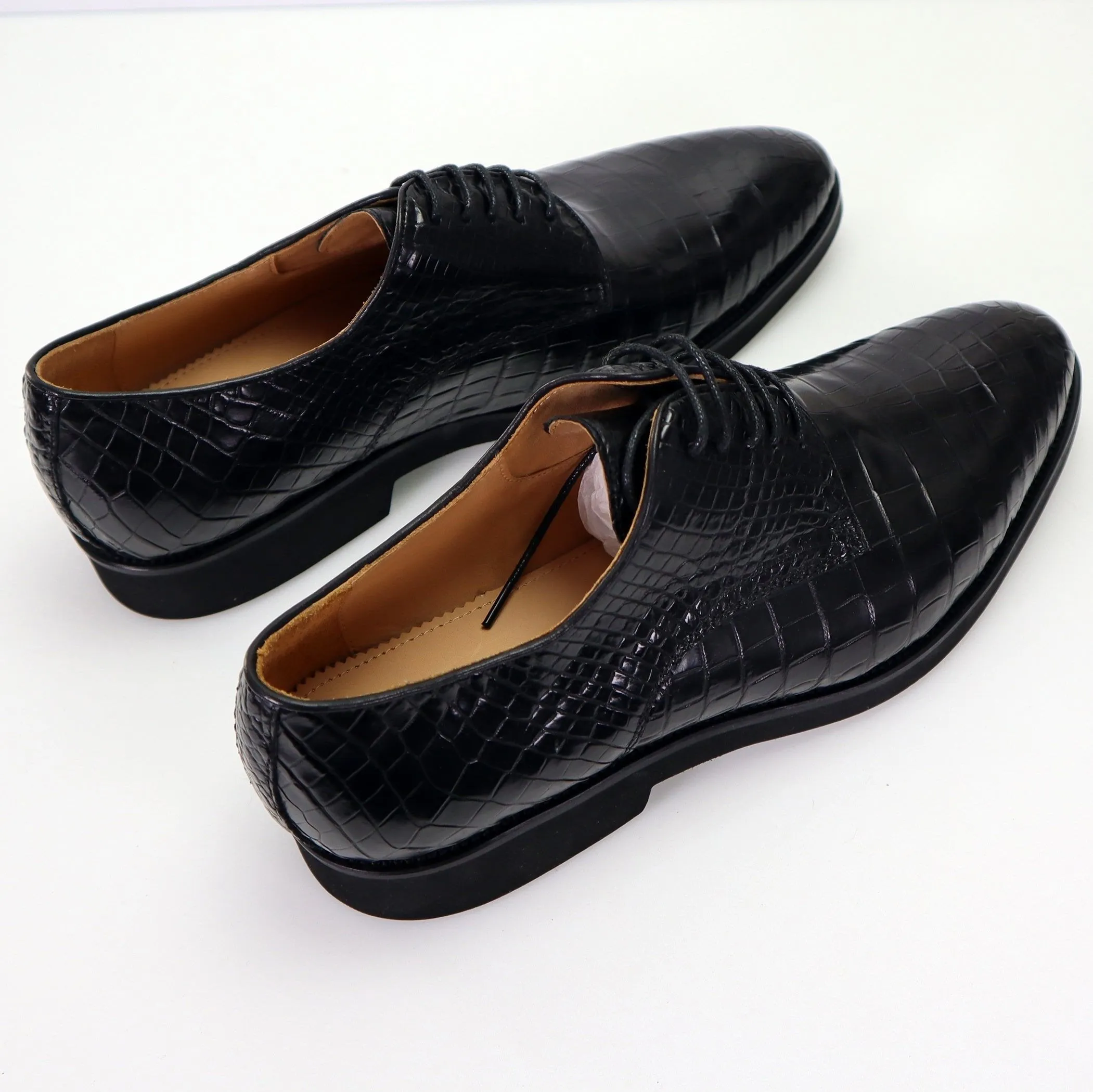 Belly Genuine Alligator Shoes Alligator Derby Perforated Lace-Up Dress Shoes