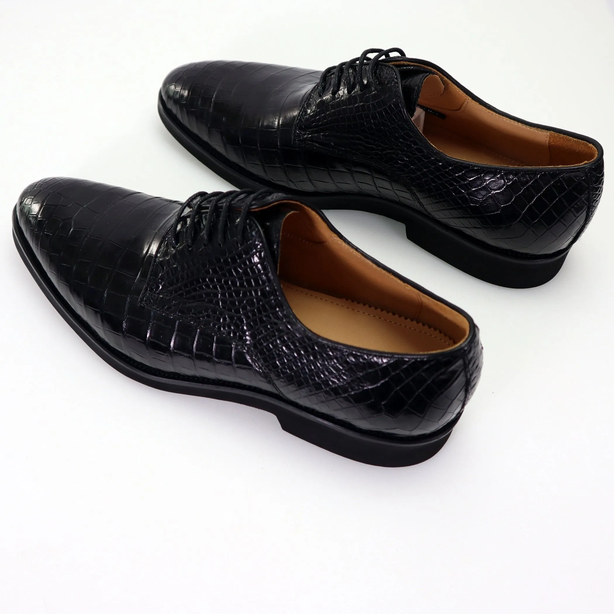 Belly Genuine Alligator Shoes Alligator Derby Perforated Lace-Up Dress Shoes