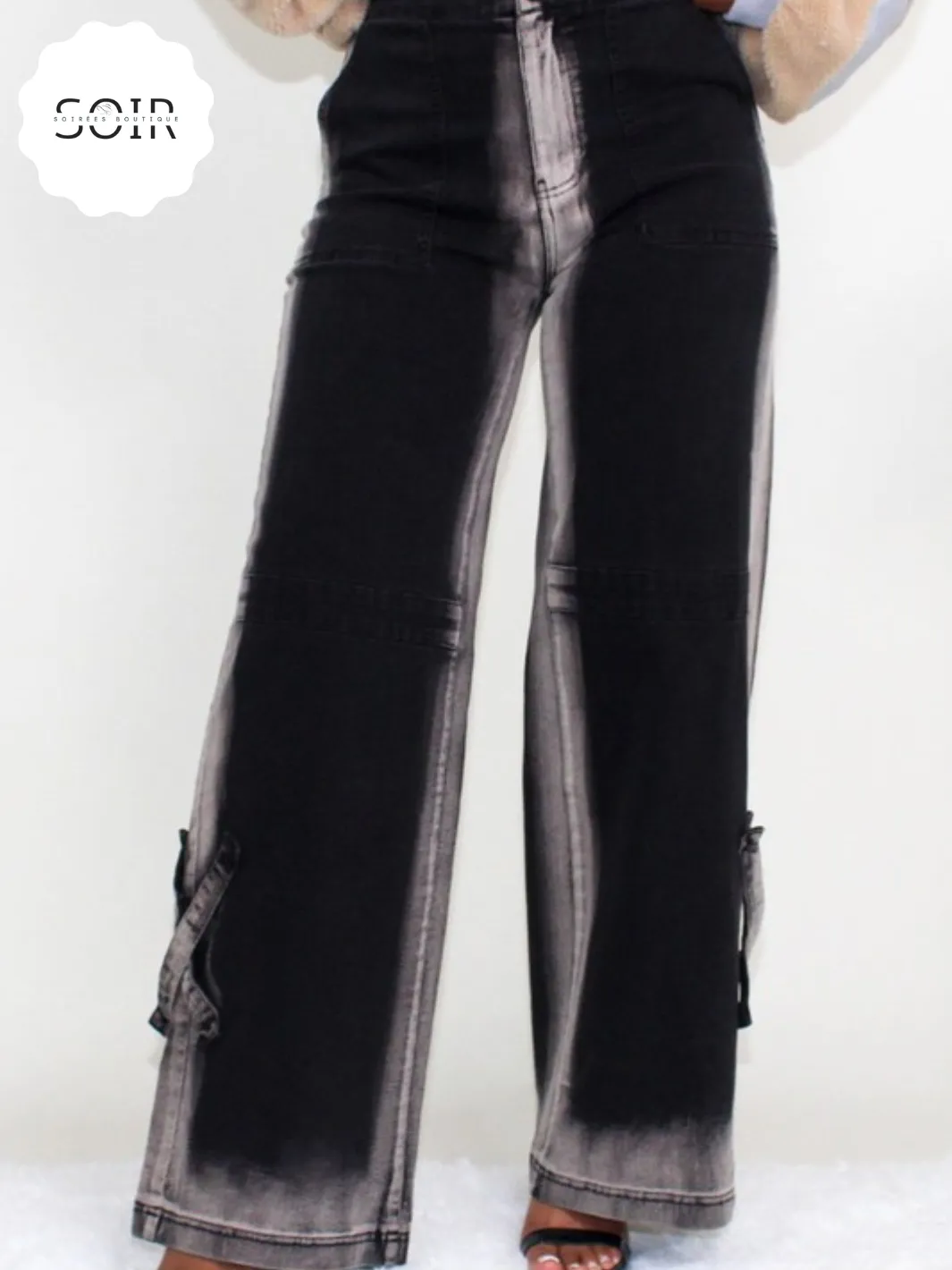 Black Line Washed Casual Denim Jeans