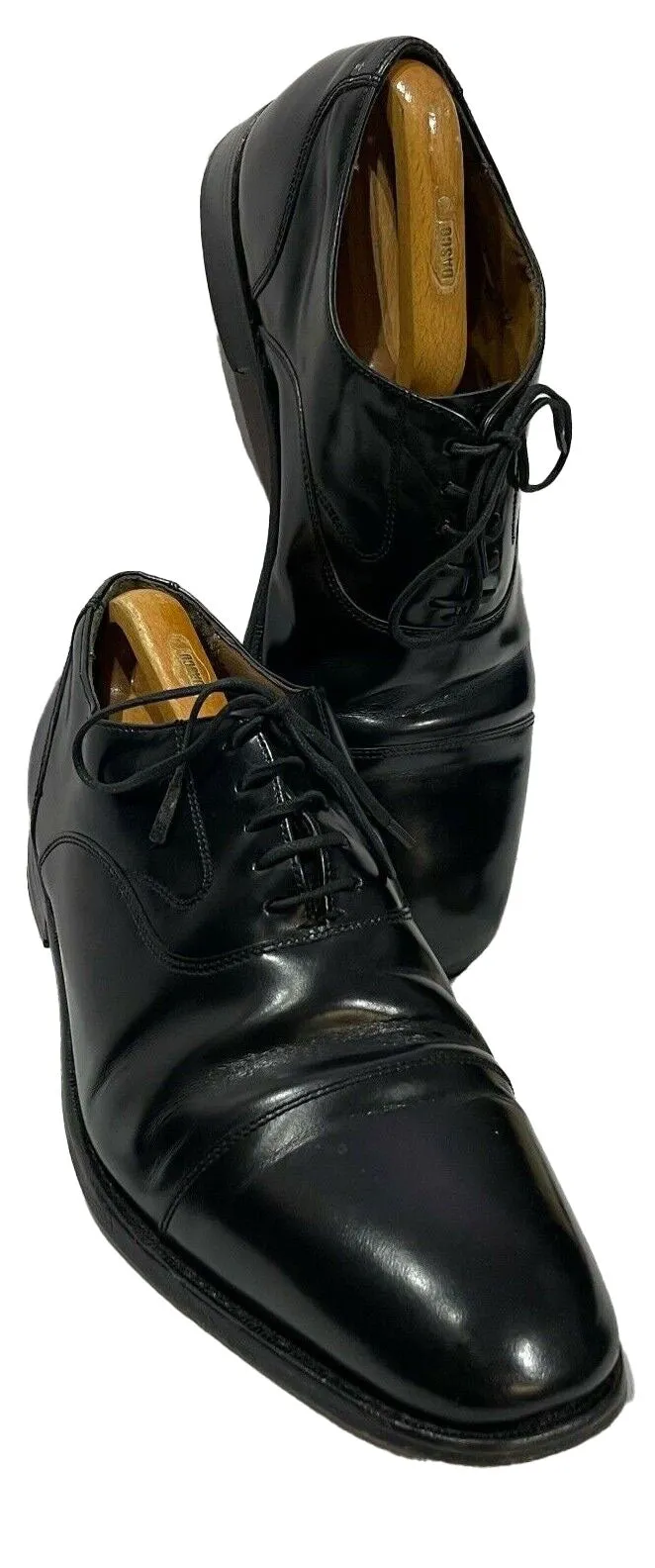 Black Oxford Pleated Cap Lace Up Shoe