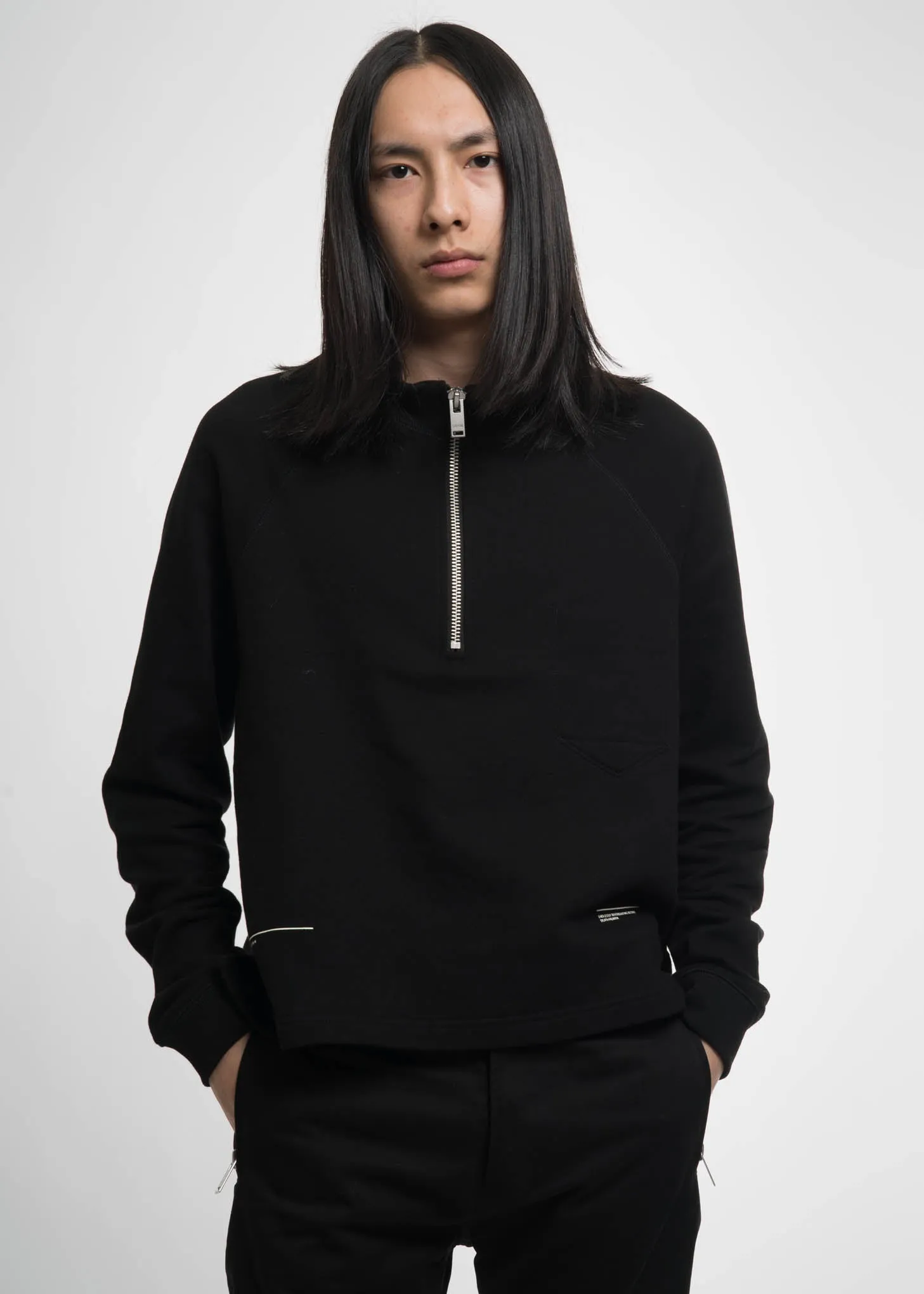 Black Terry Zip Turtle Neck
