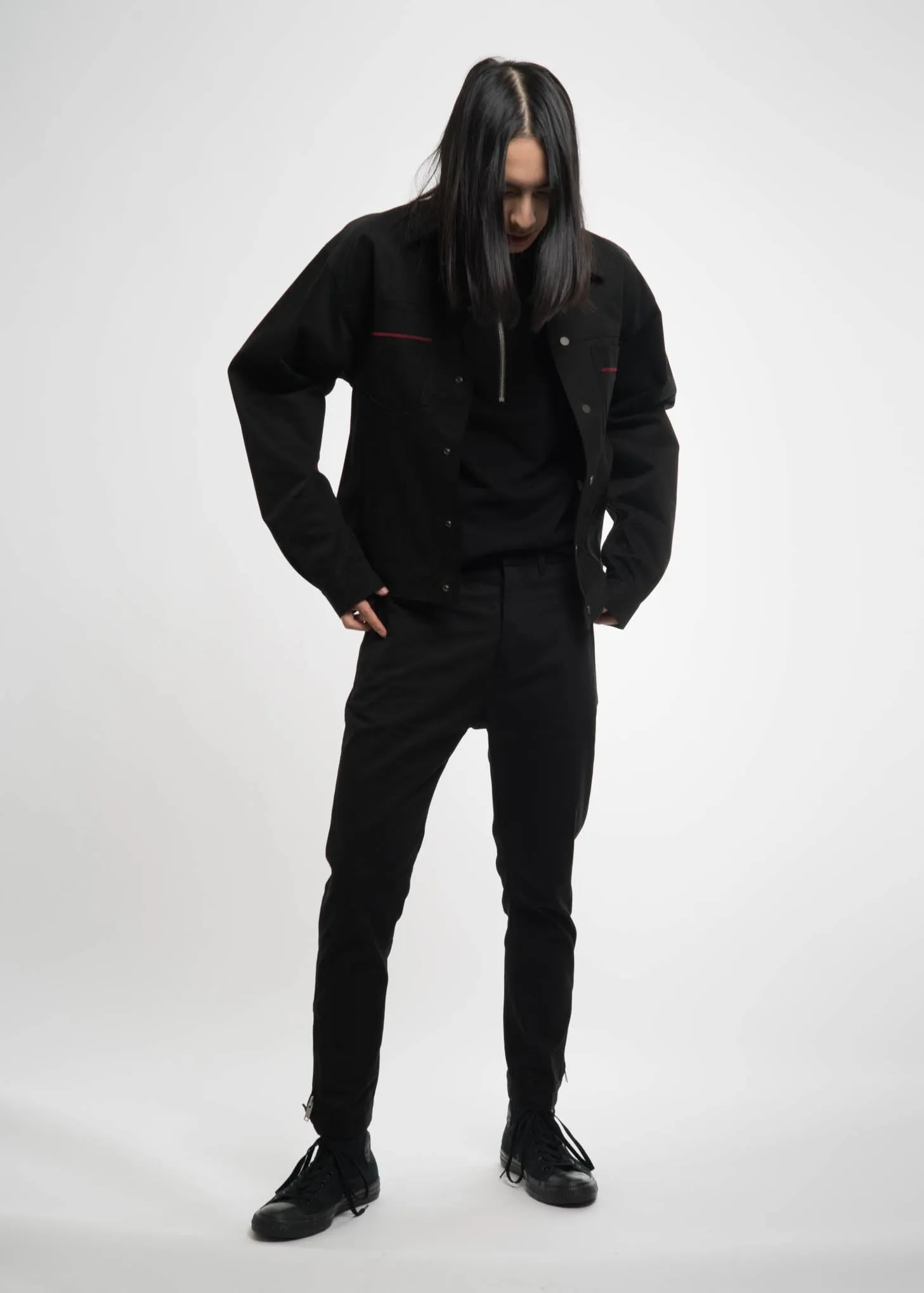 Black Terry Zip Turtle Neck