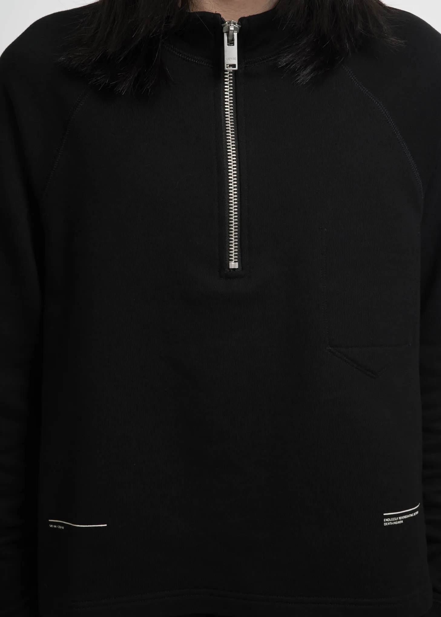 Black Terry Zip Turtle Neck