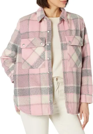 [BLANKNYC] Womens Oversized Flannel Shirt Jacket, Comfortable Long Sleeve & Stylish Coat, Cabin Fever, X-Small