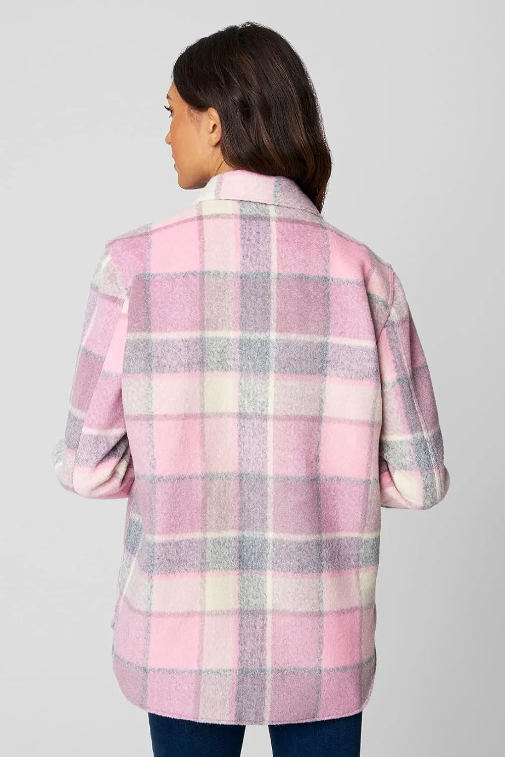 [BLANKNYC] Womens Oversized Flannel Shirt Jacket, Comfortable Long Sleeve & Stylish Coat, Cabin Fever, X-Small