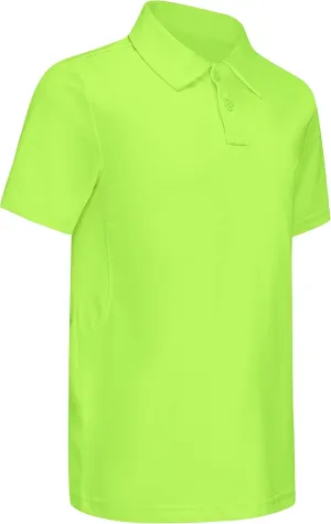 Boys' Performance Polo Shirt - Golf Grid Short Sleeve Collar Shirts Youth Stretch Quick Dry Lightweight Athletic UPF50 