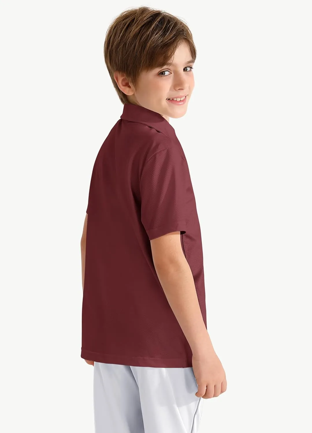 Boys' Performance Polo Shirt - Golf Grid Short Sleeve Collar Shirts Youth Stretch Quick Dry Lightweight Athletic UPF50 
