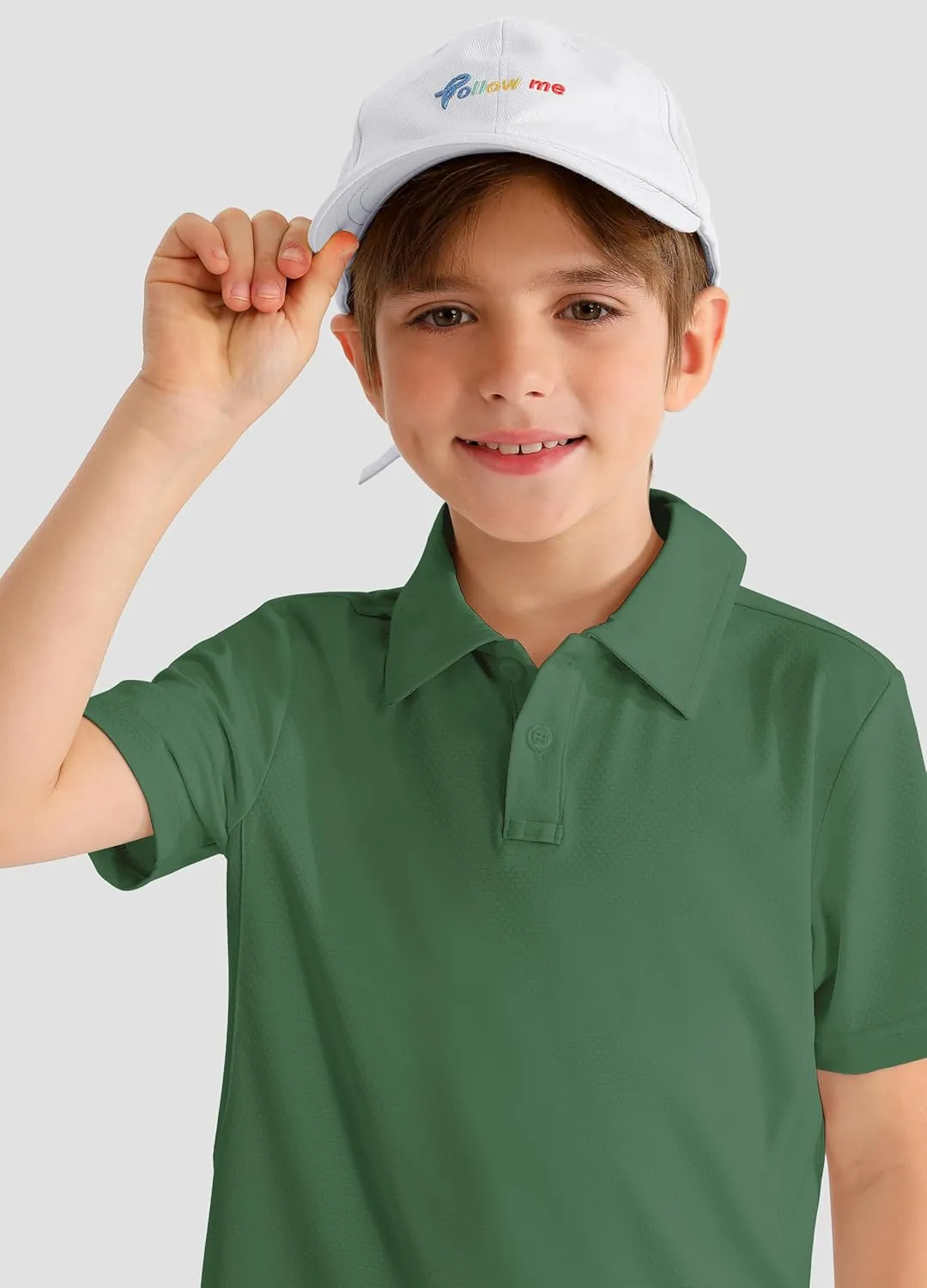 Boys' Performance Polo Shirt - Golf Grid Short Sleeve Collar Shirts Youth Stretch Quick Dry Lightweight Athletic UPF50 