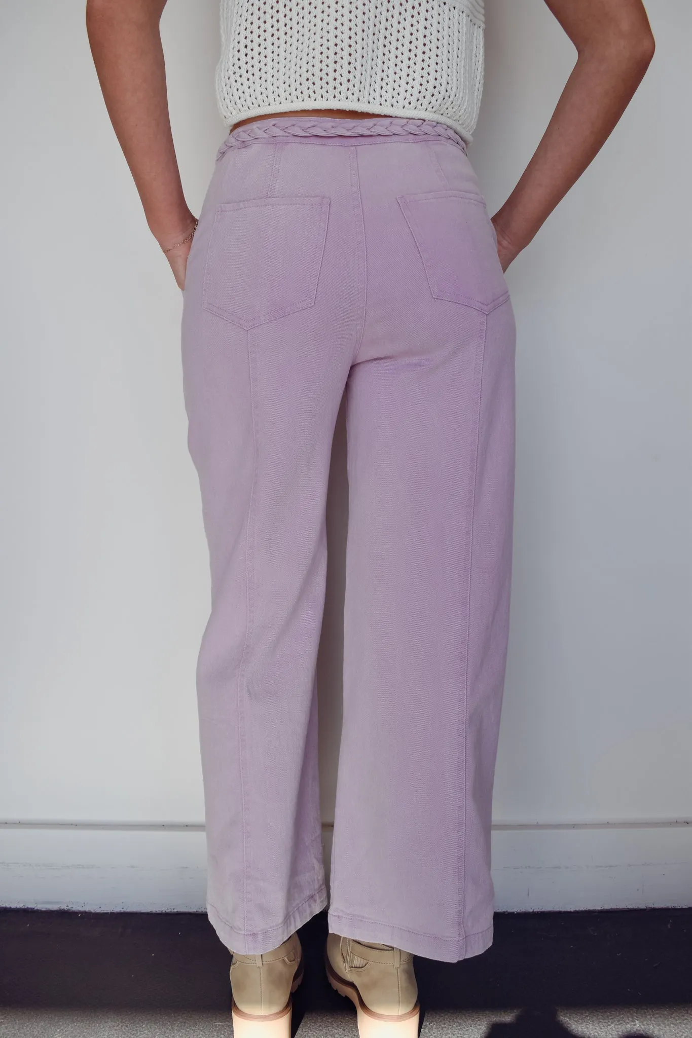 Braided Wide Leg Denim- Lilac