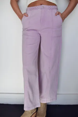 Braided Wide Leg Denim- Lilac