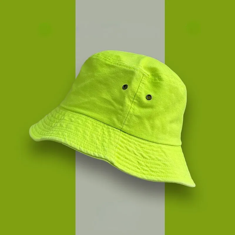 Bright Neon Color Summer Bucket Hats for Men and Women