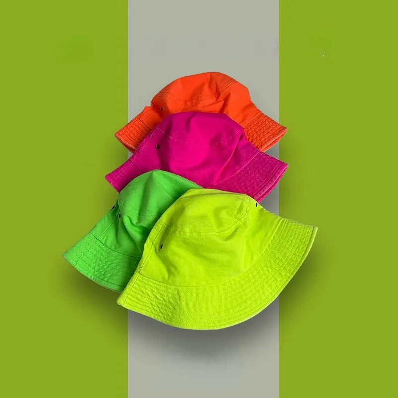 Bright Neon Color Summer Bucket Hats for Men and Women