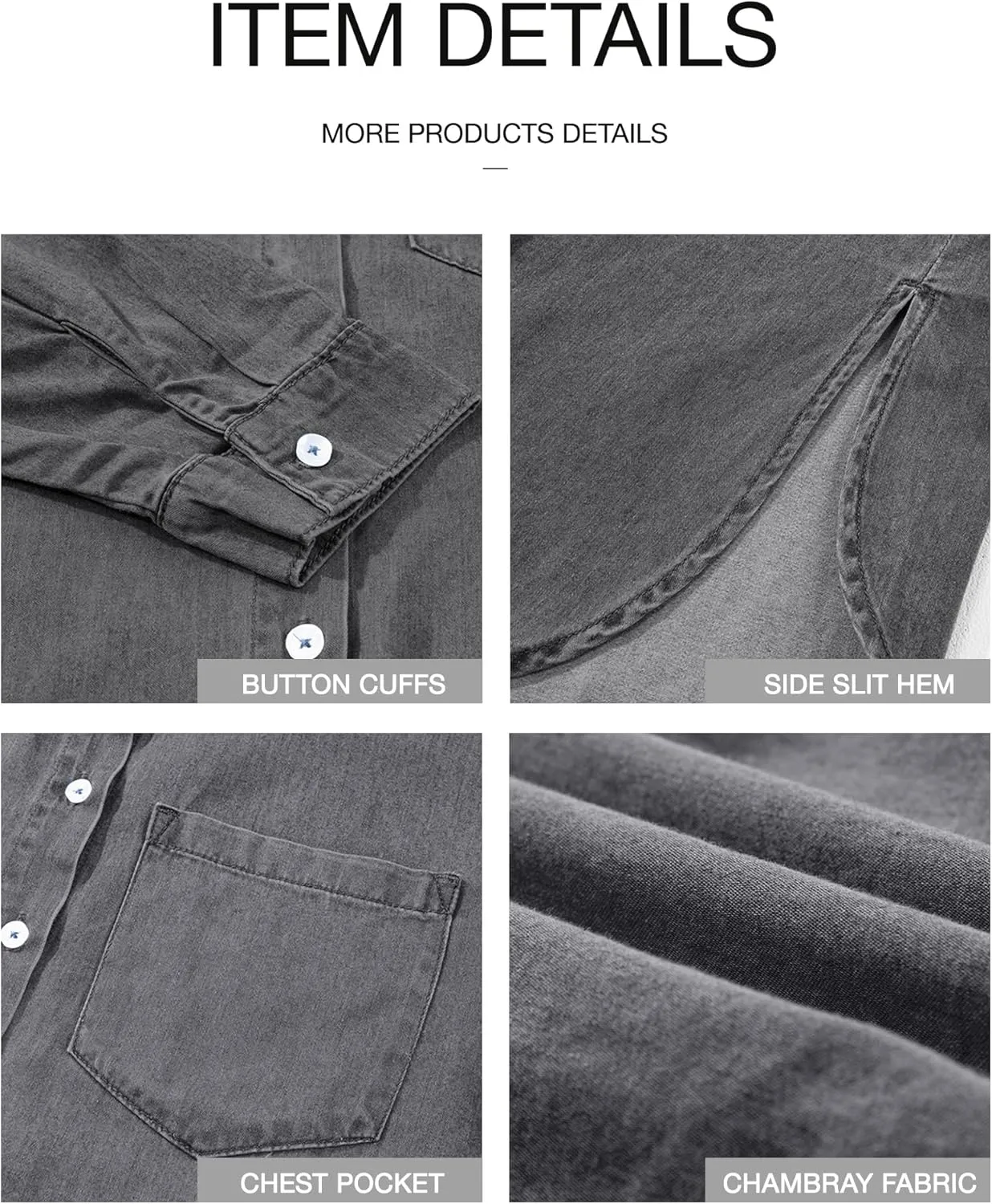 BTFBM Womens Button Down Denim Shirts Fall Lapel V Neck Lightweight Oversized Long Sleeve Thin Casual Blouse Tops Pocket