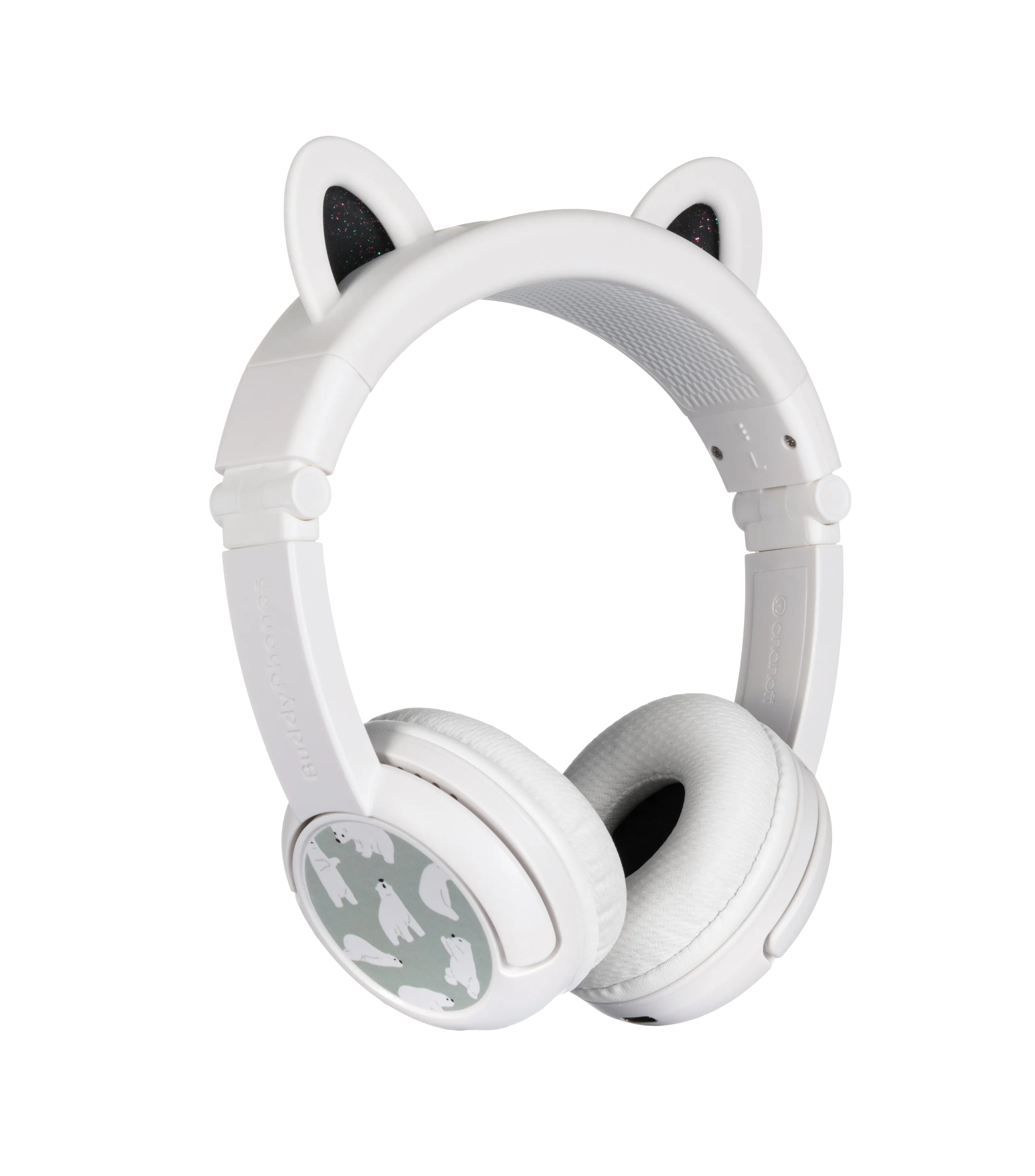 BUDDYPHONES PlayEars  Bluetooth Wireless Headset - Superb Sound & Playful Animal Ears Design - Bear - White