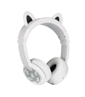 BUDDYPHONES PlayEars  Bluetooth Wireless Headset - Superb Sound & Playful Animal Ears Design - Bear - White