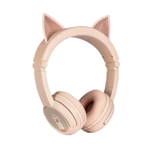 BUDDYPHONES PlayEars  Bluetooth Wireless Headset - Superb Sound & Playful Animal Ears Design - Cat - Pink