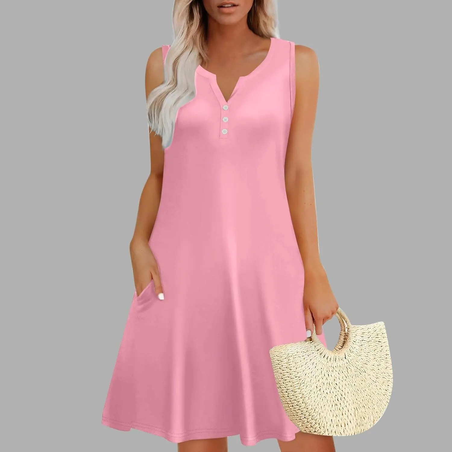 Casual Summer Dresses for Women Solid Color Tank Dress A Line Lightweight Comfortable Fashion Outfits