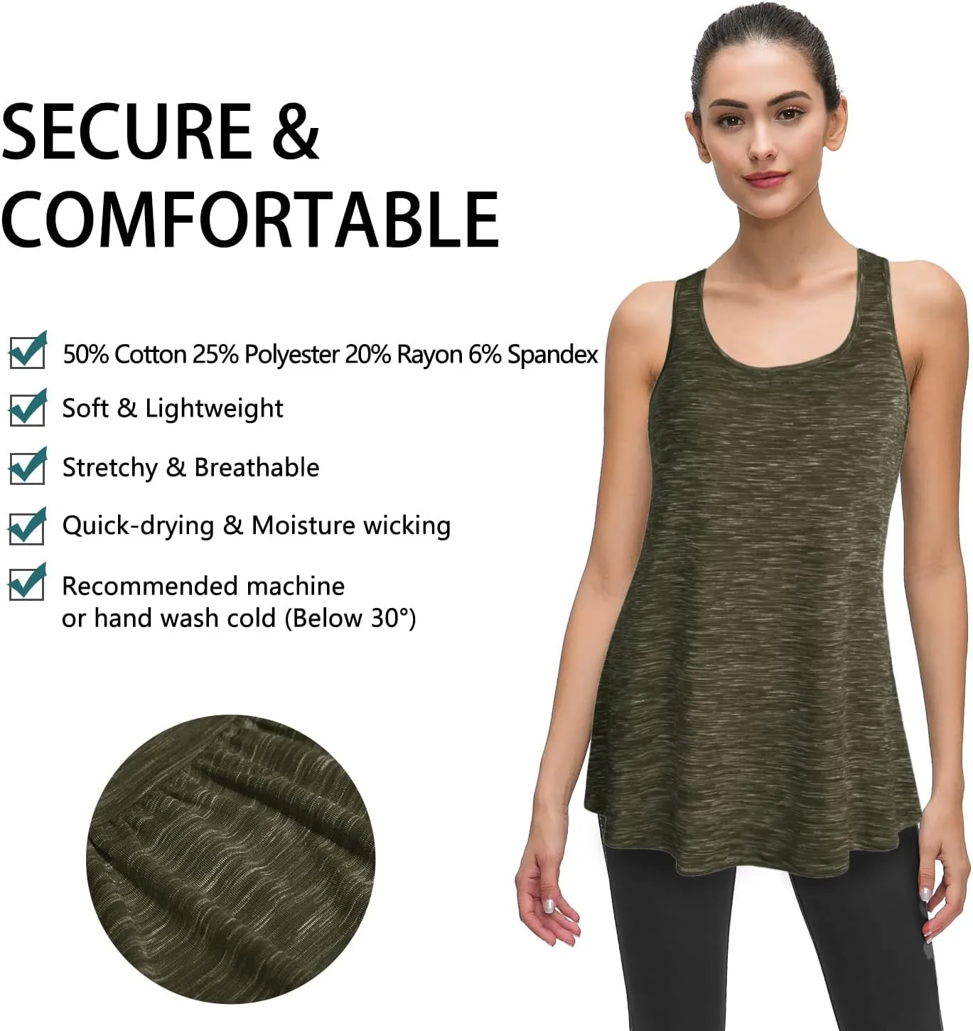 Cestyle Womens Sleeveless Scoop Neck Flowy Loose Fit Workout Shirts Racerback Long Tank Tops