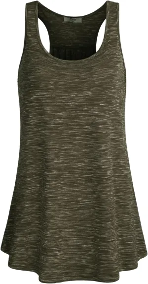 Cestyle Womens Sleeveless Scoop Neck Flowy Loose Fit Workout Shirts Racerback Long Tank Tops