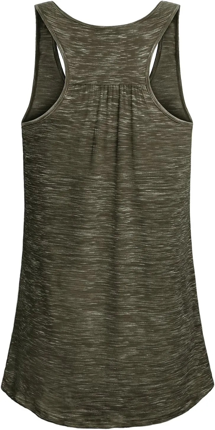 Cestyle Womens Sleeveless Scoop Neck Flowy Loose Fit Workout Shirts Racerback Long Tank Tops
