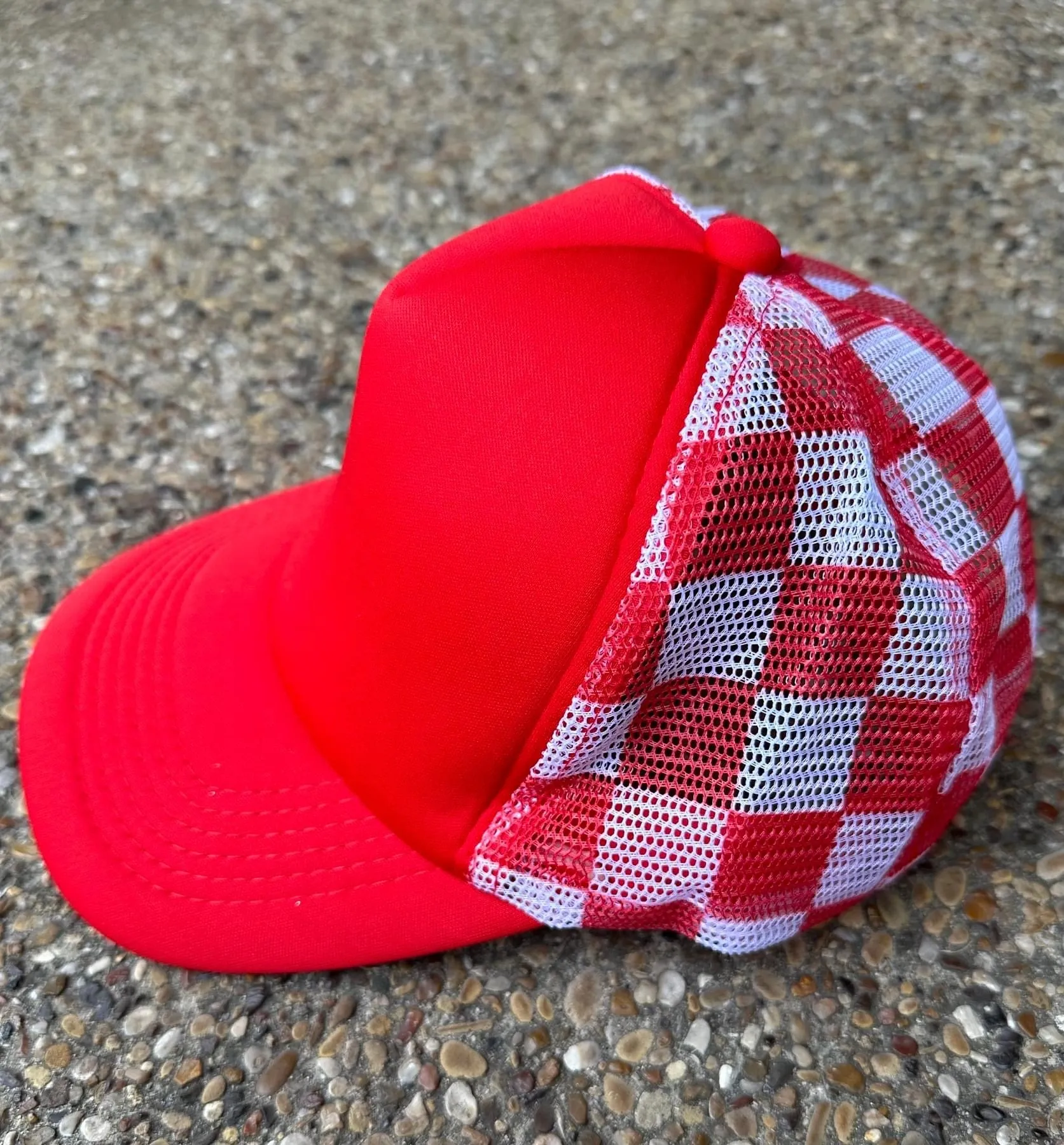 Checkered trucker hats