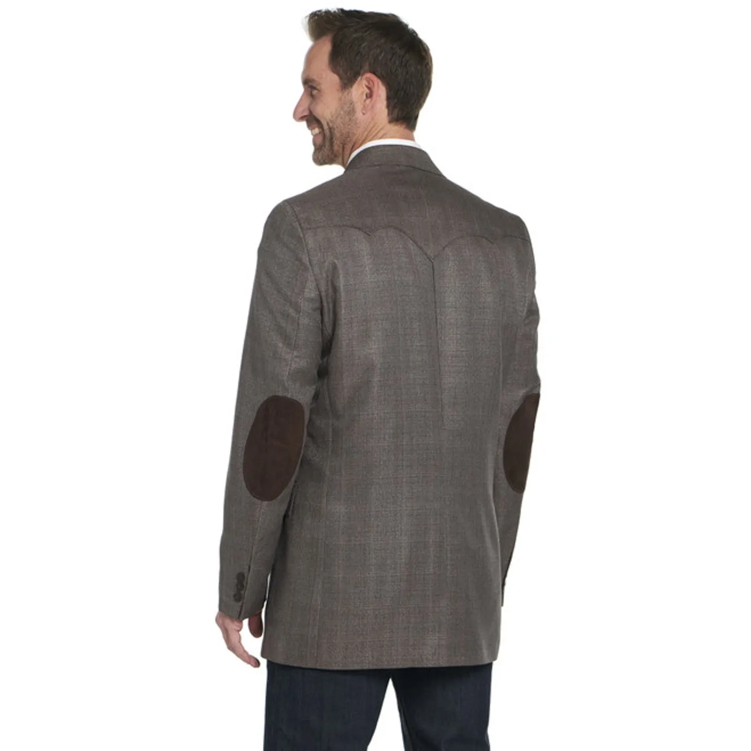 Circle S Mens Fort Worth Elbow Patch Brown Mix Poly/Rayon Sport Coat 44R