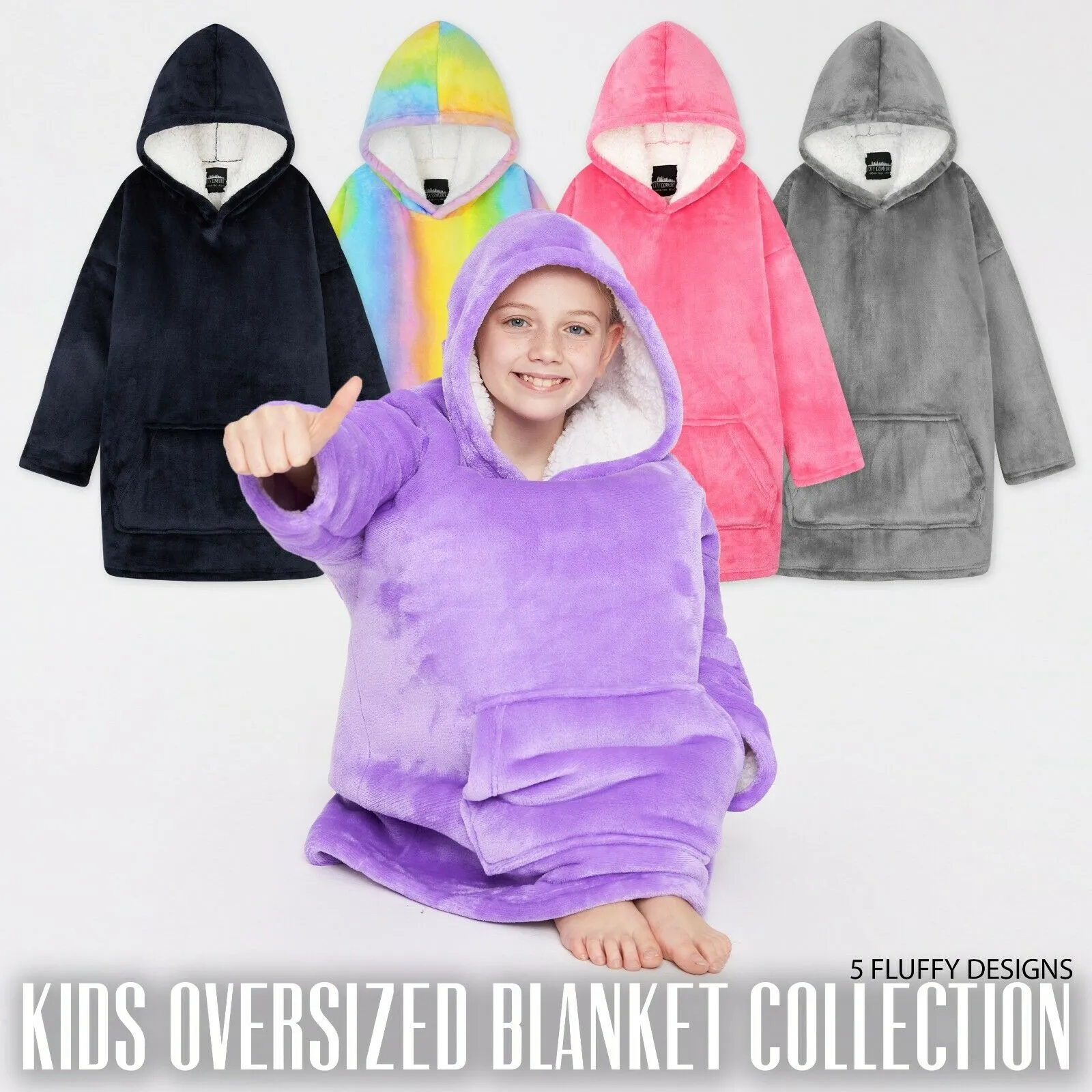 CityComfort Girls Oversized Blanket Hoodie Kids Fleece Fluffy Hoodies