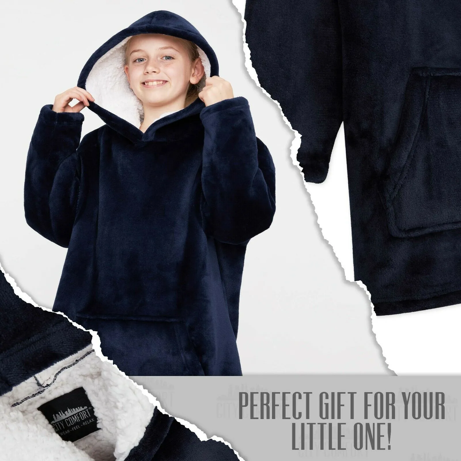 CityComfort Girls Oversized Blanket Hoodie Kids Fleece Fluffy Hoodies