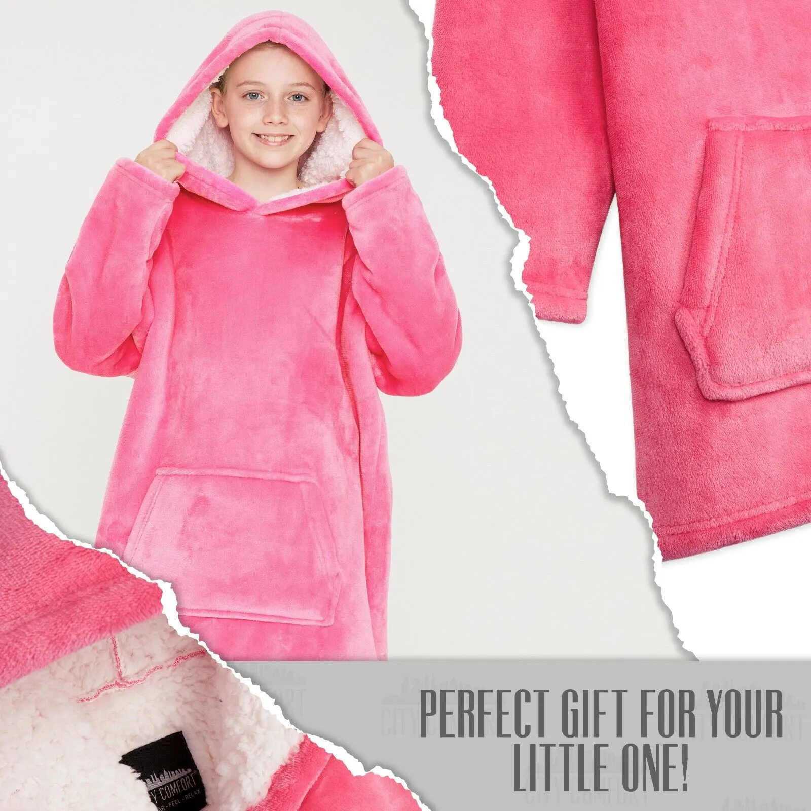CityComfort Girls Oversized Blanket Hoodie Kids Fleece Fluffy Hoodies