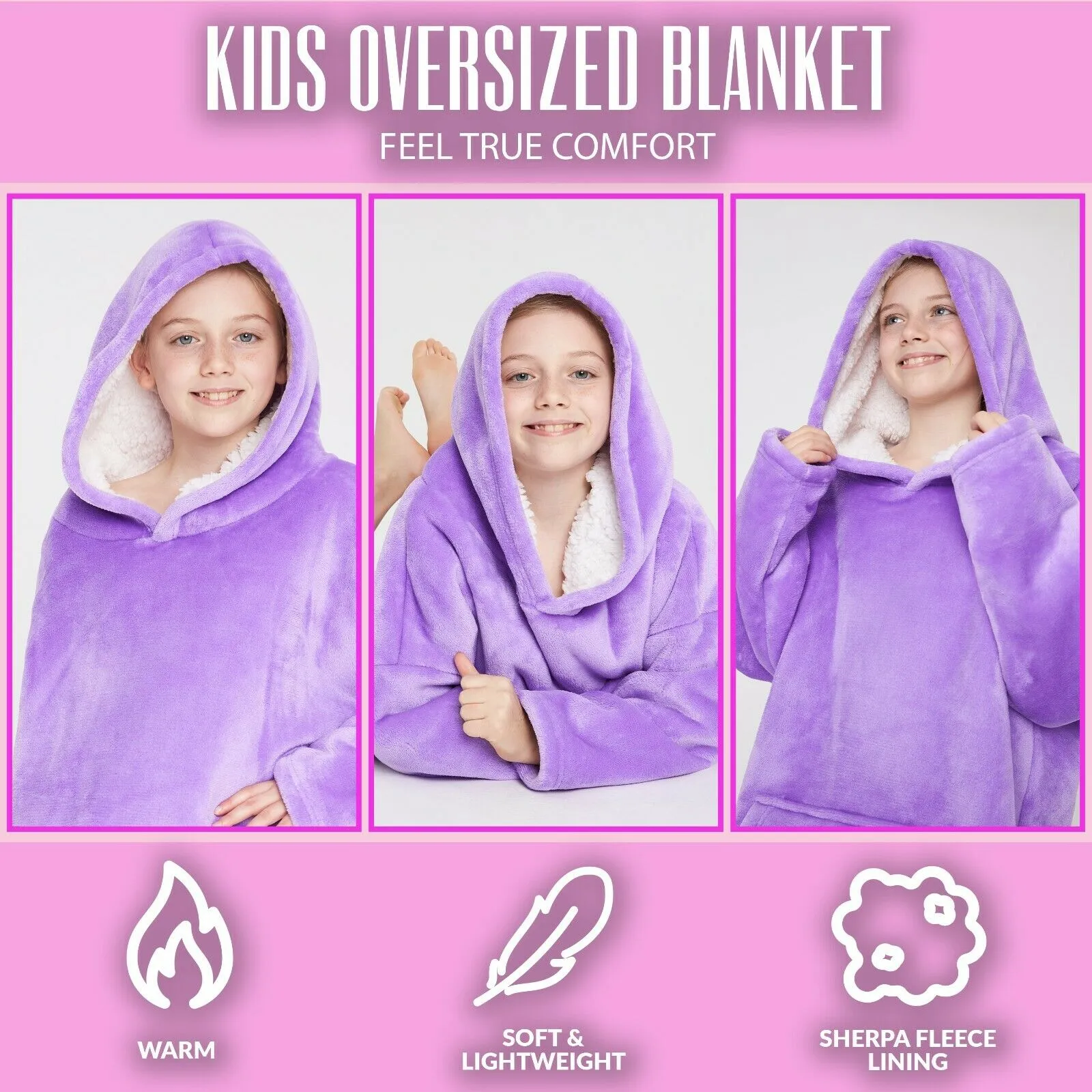 CityComfort Girls Oversized Blanket Hoodie Kids Fleece Fluffy Hoodies