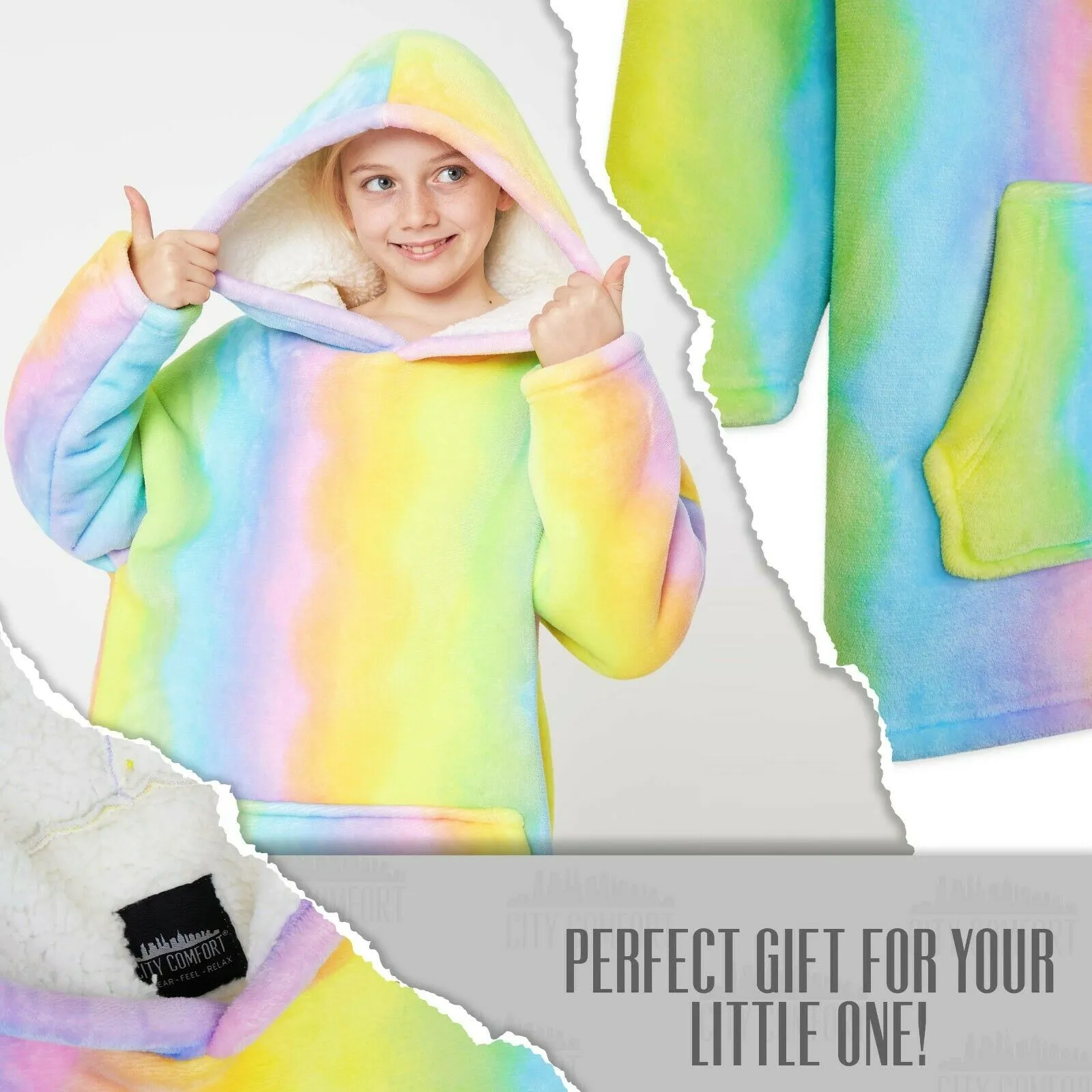 CityComfort Girls Oversized Blanket Hoodie Kids Fleece Fluffy Hoodies