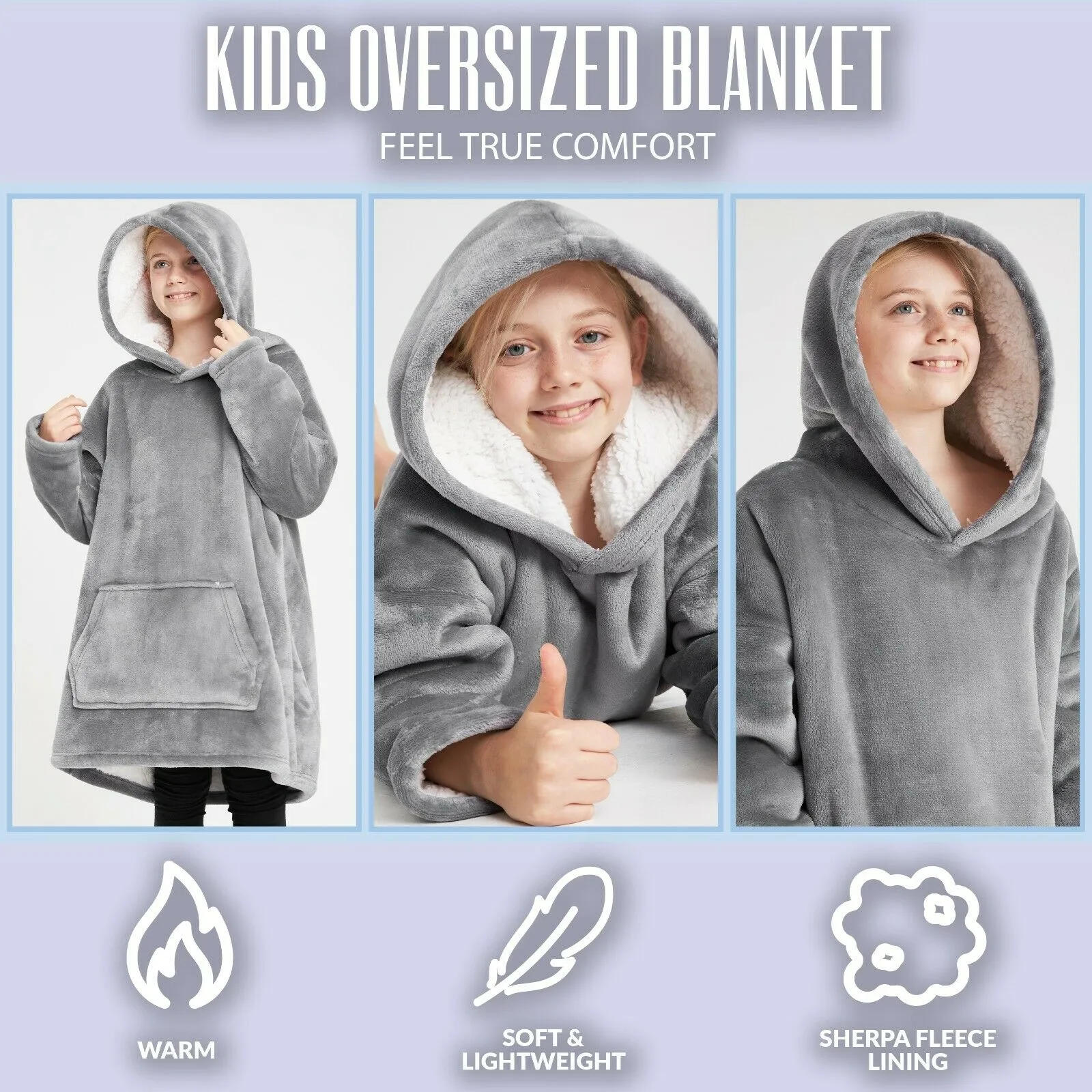 CityComfort Girls Oversized Blanket Hoodie Kids Fleece Fluffy Hoodies