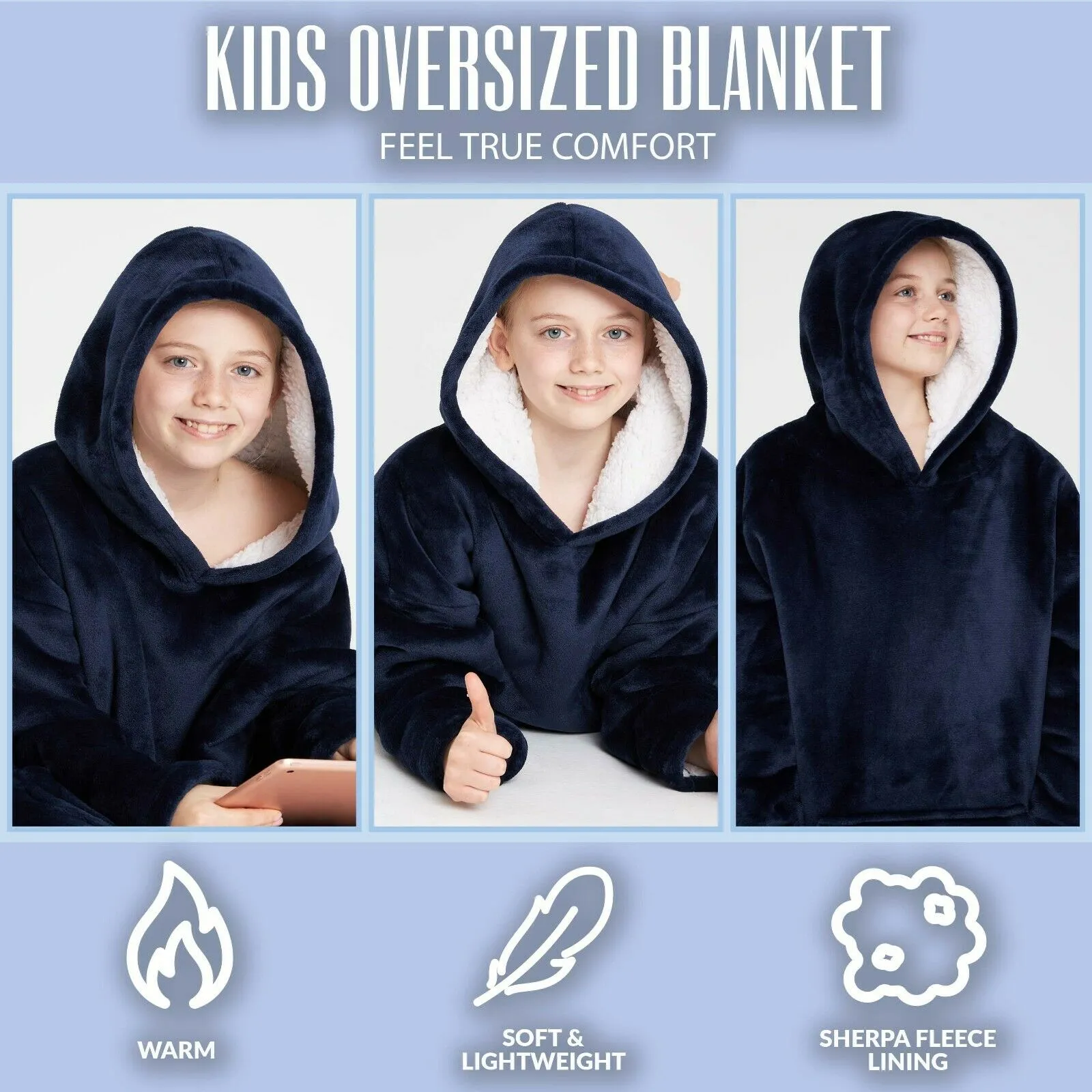 CityComfort Girls Oversized Blanket Hoodie Kids Fleece Fluffy Hoodies