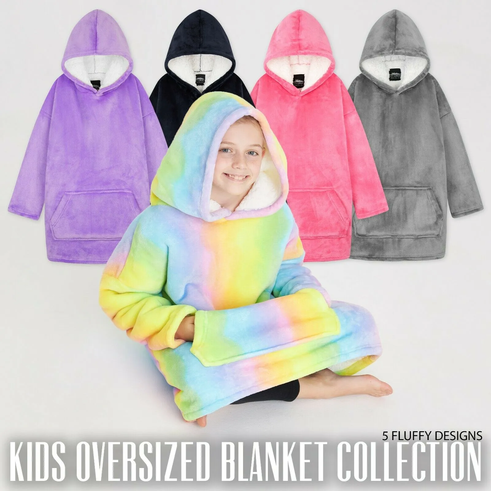 CityComfort Girls Oversized Blanket Hoodie Kids Fleece Fluffy Hoodies
