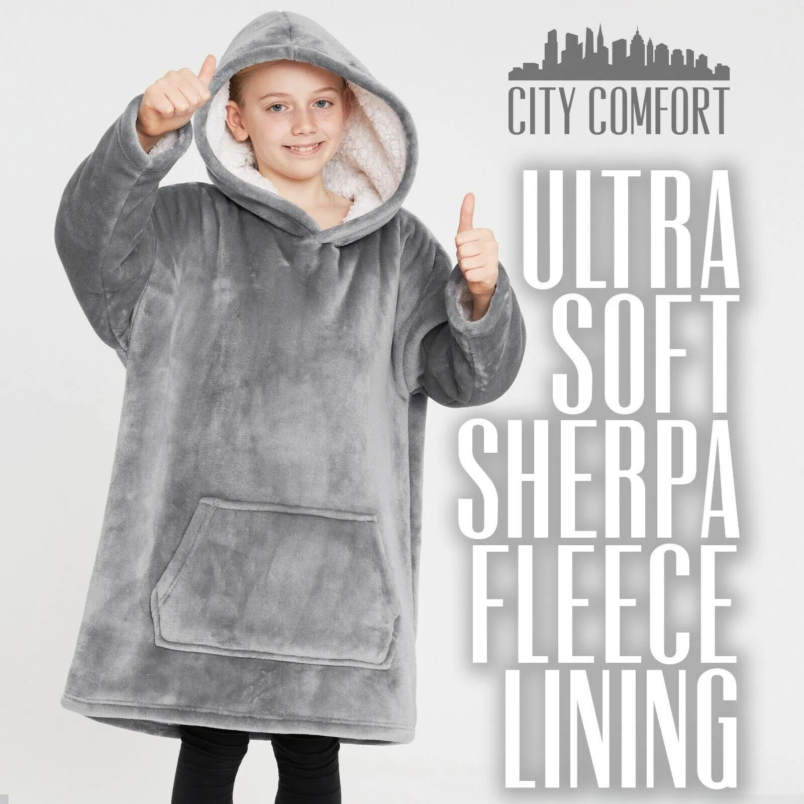 CityComfort Girls Oversized Blanket Hoodie Kids Fleece Fluffy Hoodies