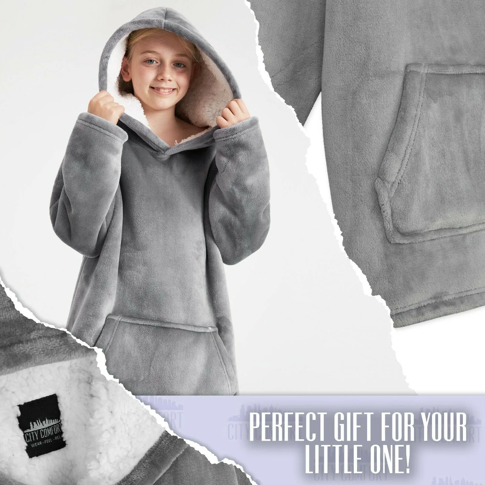 CityComfort Girls Oversized Blanket Hoodie Kids Fleece Fluffy Hoodies