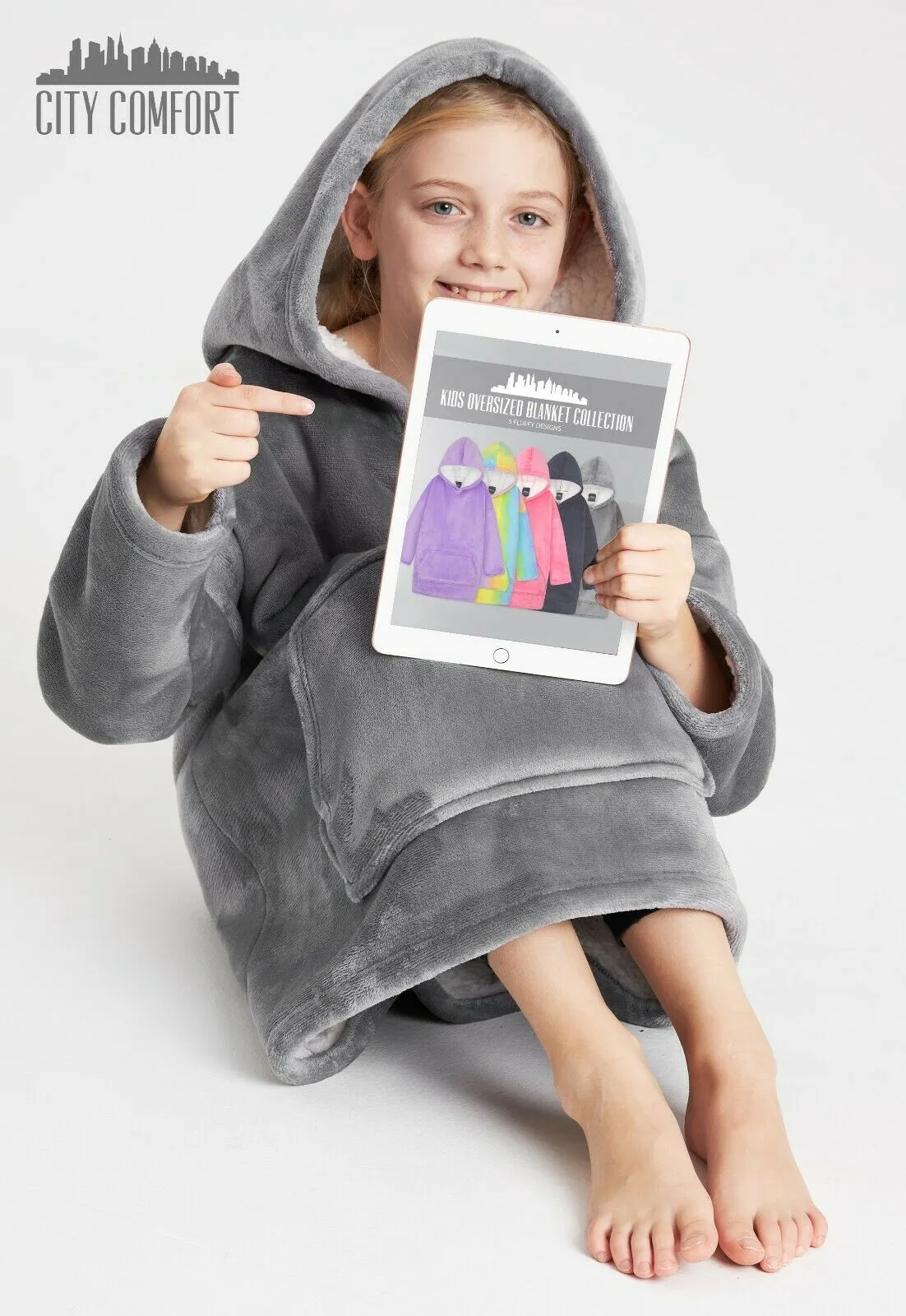 CityComfort Girls Oversized Blanket Hoodie Kids Fleece Fluffy Hoodies